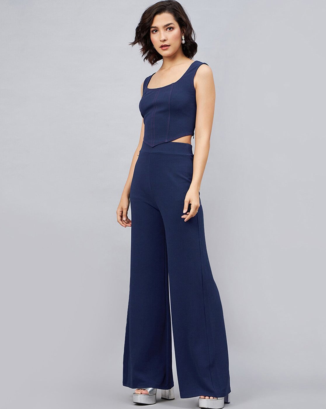 Sorrel - Women Nevyblue Pants with Bralette Crop Top Co-ord Set – Anuthi  Fashion