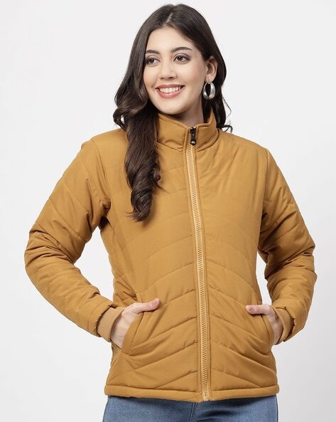 Cethrio Women's Quilted Jackets Zip-up Bomber Jacket with Pockets
