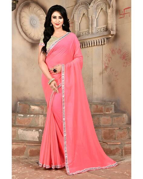 Buy Ranas Pink Shaded Pure Chiffon Saree Online | Sarees | Ranas