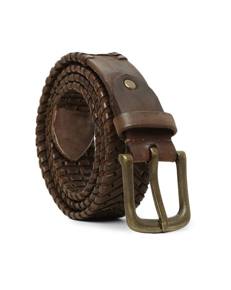 Men Leather Belt with Buckle Closure