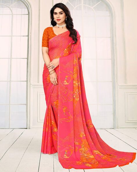 Light Orange Woven Linen Saree - Peachmode