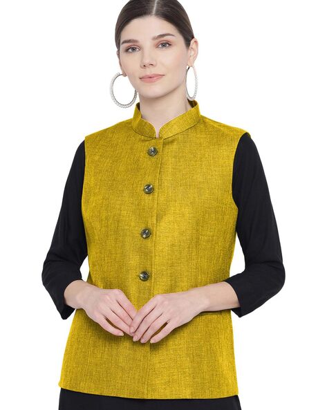 Buy Carnation Pink Nehru Jacket And Kurta Set With Resham And Mirror  Embroidered Checks Online - Kalki Fashion