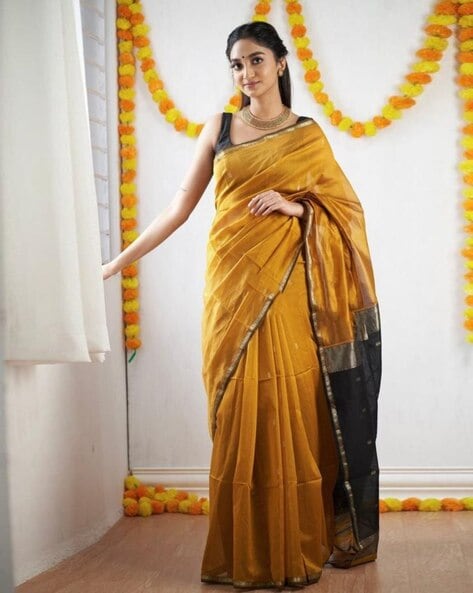 Buy Wedding Wear Yellow Soft Lichi Silk Saree at Rs. 8.65 online from Royal  Export Silk Sarees Wholesale : RE2654