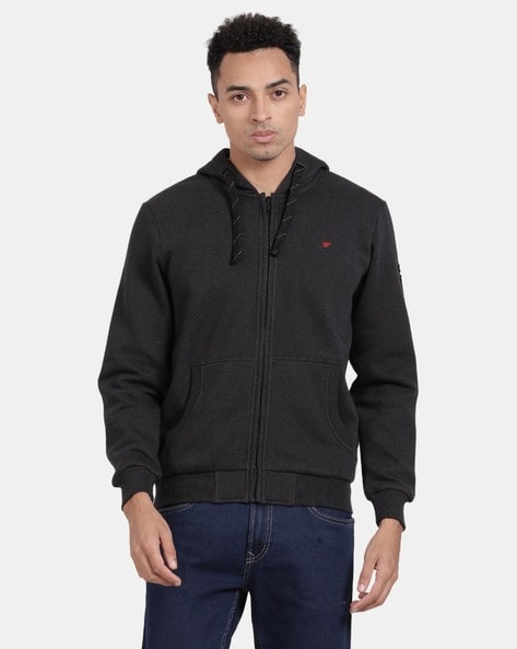 Buy BLACK MELANGE Sweatshirt Hoodies for Men by T Base Online