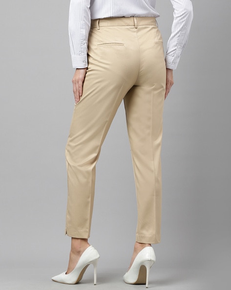 AMI Paris Beige Cigarette Fit Trousers | MILANSTYLE.COM