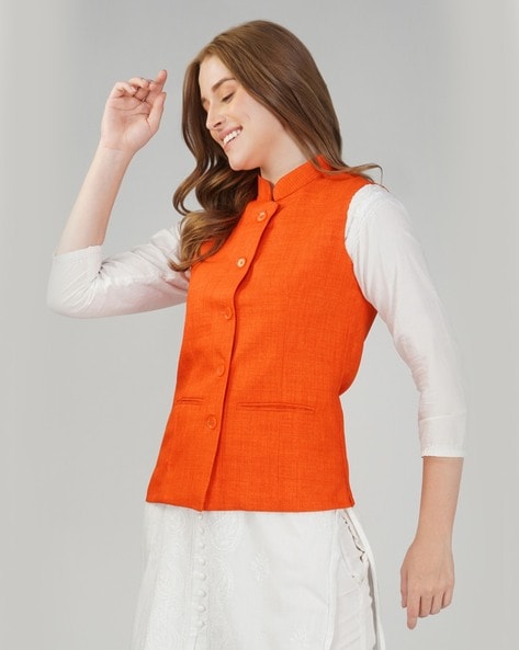 Buy Vastraa Fusion Women's Cotton-Blended Handloom Quality Indian  Traditional Nehru Jacket/Waistcoat (TS1412D-36) at Amazon.in