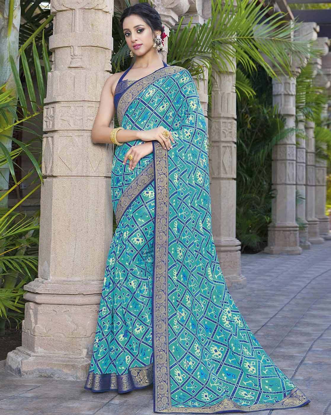 Buy Sky Blue Chiffon Silk Casual Wear Printed Saree Online From Wholesale  Salwar.