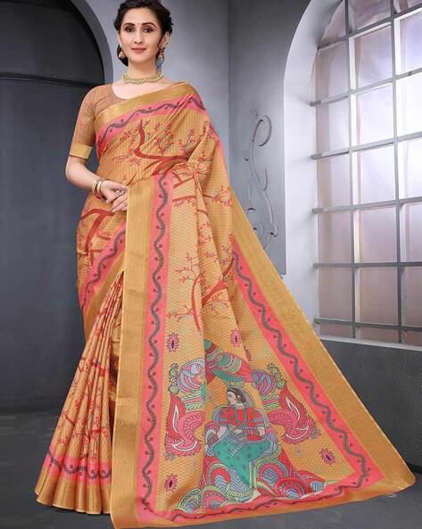 Vishal Prints Dark Beige Digital Print Criva Crepe Saree