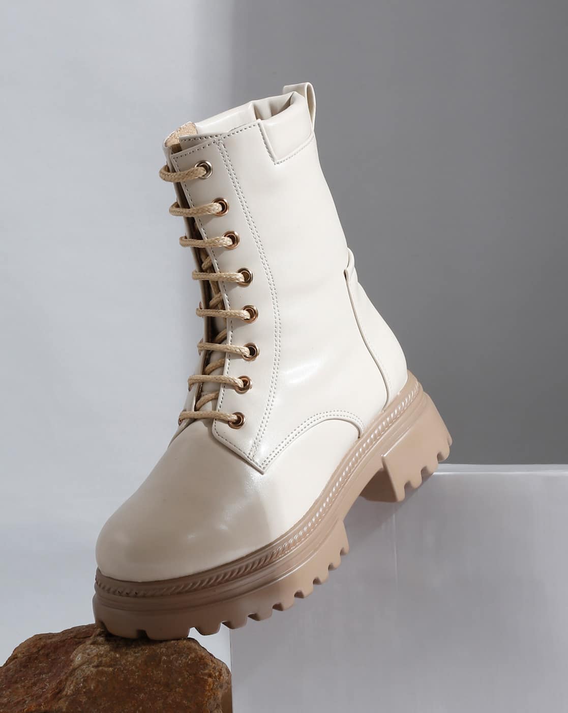 Buy Cream Boots for Women by Valiosaa Online | Ajio.com