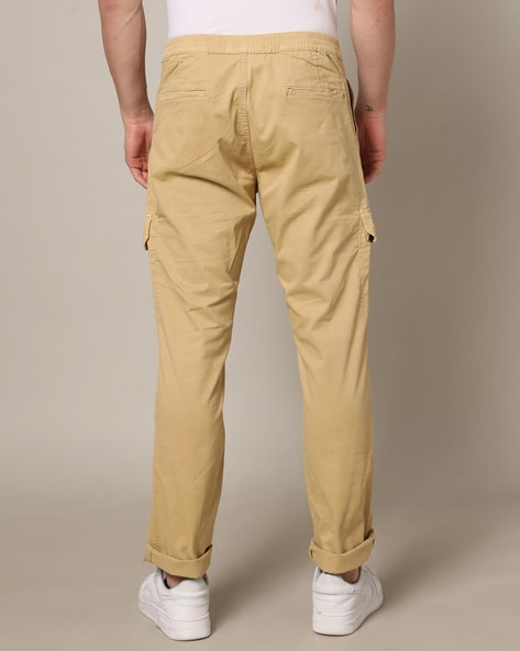 HUSH Washed Cargo Trousers, Khaki at John Lewis & Partners