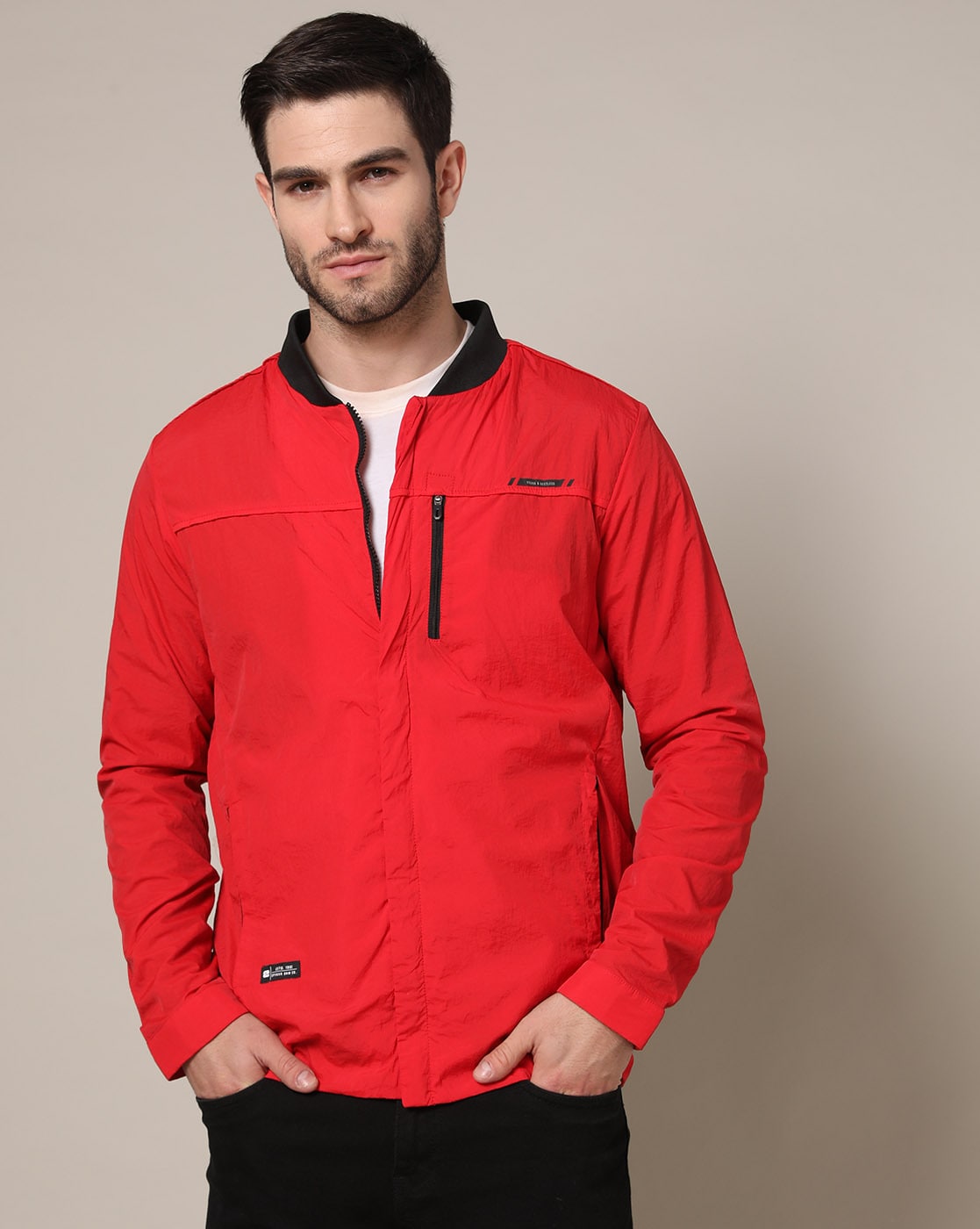 Buy Peter England Casuals Men Red Solid Jacket - Jackets for Men 2081895 |  Myntra