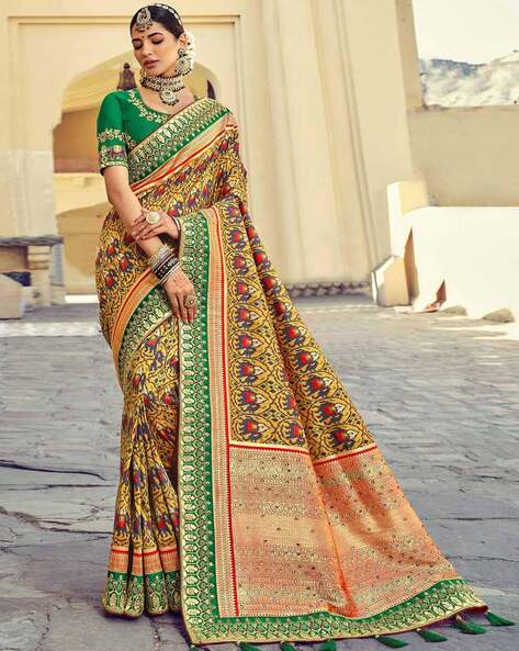 Buy Yellow Patola Silk Saree Online in USA with Red Embroidered Border –  Pure Elegance
