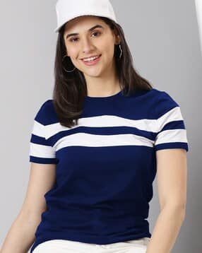 ausk Women Striped Regular Fit Crew-Neck T-Shirt-picture-47