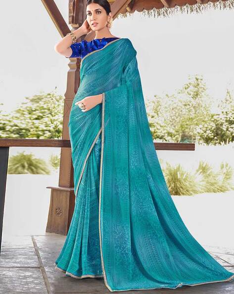 Bright Sky Blue Designer Embroidered Silk Party Wear Saree | Party wear  sarees, Saree designs, Blue silk saree