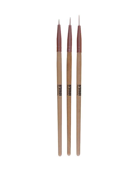 BRONSON PROFESSIONAL Nail Art Zero Point Gel Liner Brush Set - Brown