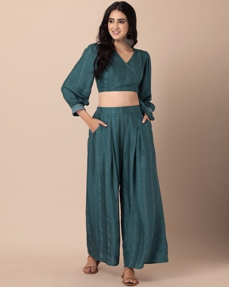 Crop top and palazzo ethnic online best sale