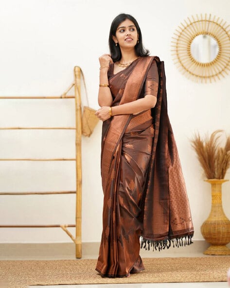 Amazon.com: Shree Designer Sarees Women's Repute Brown & Navy Blue, Brown,  Size One Size : Clothing, Shoes & Jewelry