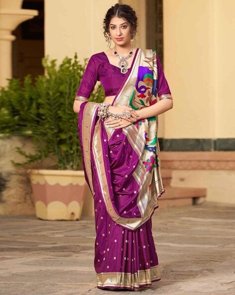 Rani Pink Festive Wear Woven With Zari & Diamond Work Banarasi Silk Saree