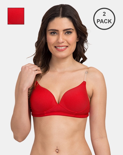 Pack of 2 Non-Wired Push-Up Bras with Bow Accent