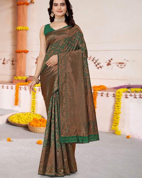 Demanding Brown Paithani Silk Saree With Impressive Blouse P