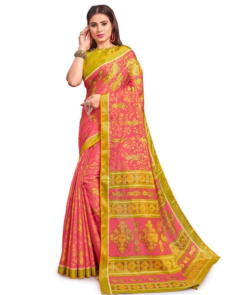 Buy Peach Sarees for Women by Peachmode Online | Ajio.com