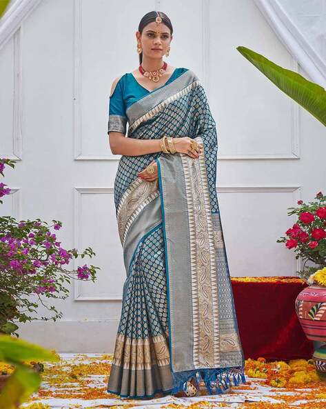 Purple Woven Vichitra Silk Saree