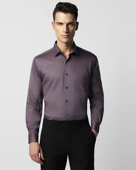 VAN HEUSEN Men Printed Formal Purple Shirt - Buy VAN HEUSEN Men Printed  Formal Purple Shirt Online at Best Prices in India