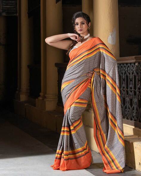 Buy Antique Beige Cotton Saree online-Karagiri