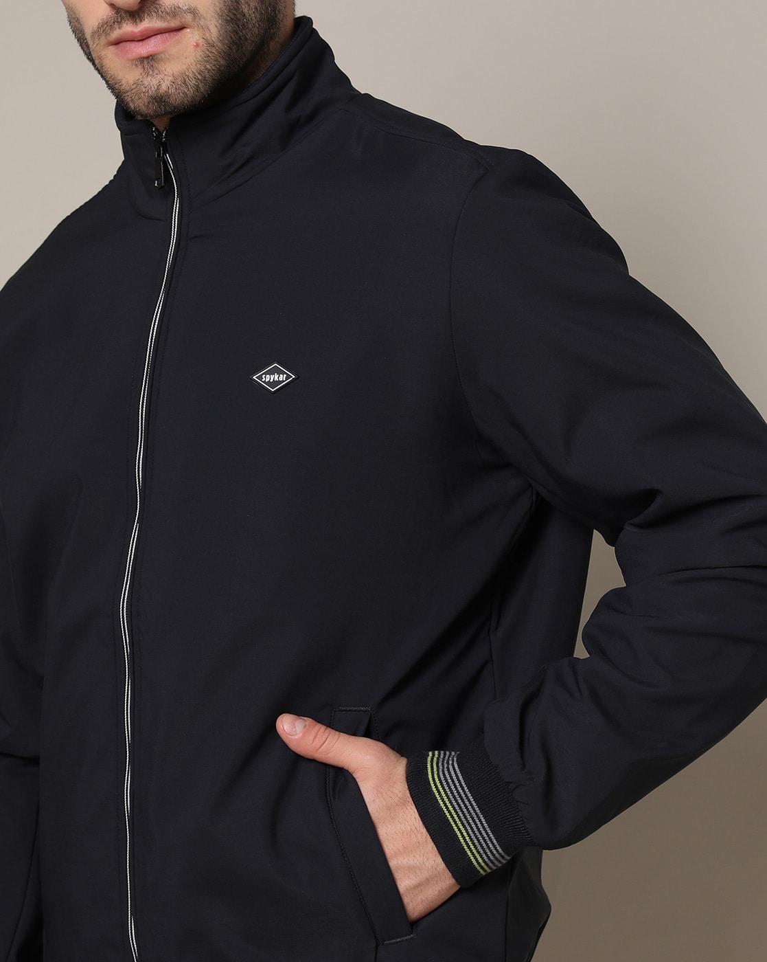 Spykar black bomber outlet jacket