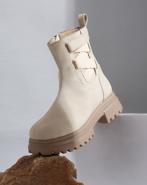 Valiosaa Womens Cream Flat Boots Buy Cream Boots For Women By
