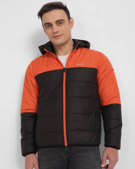 Men Colourblock Zip-Front Hooded Puffer Jacket - Main Image