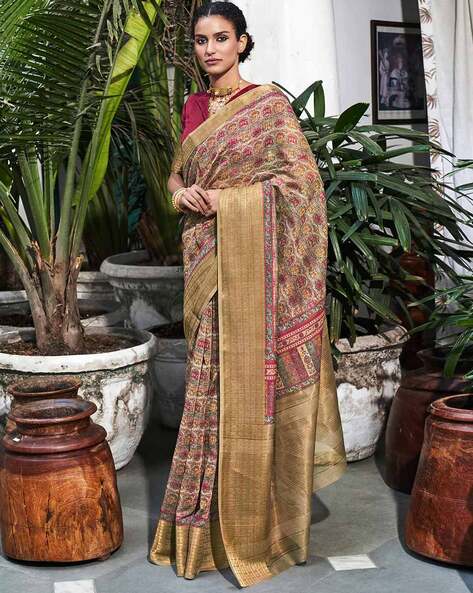 Buy Maya Blue Digital Printed Linen Saree online-Karagiri