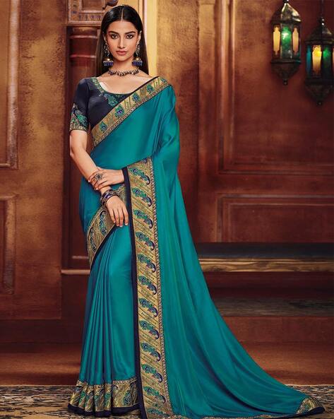 Buy Blue Sarees for Women by Peachmode Online Ajio