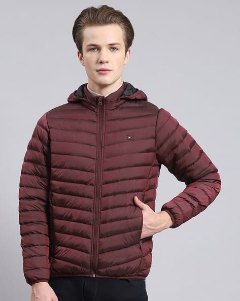 Men Zip-Front Regular Fit Hooded Puffer Jacket