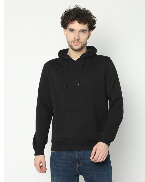 Plain black clearance pullover hoodie men's