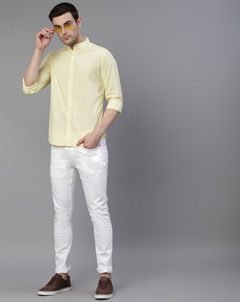 Dennis Lingo Men Solid Casual Yellow Shirt - Buy LEMON Dennis Lingo Men  Solid Casual Yellow Shirt Online at Best Prices in India