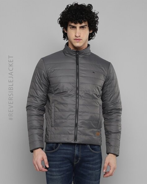 Grey quilted bomber jacket best sale