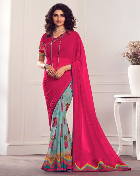 Multicolor Printed Georgette Saree