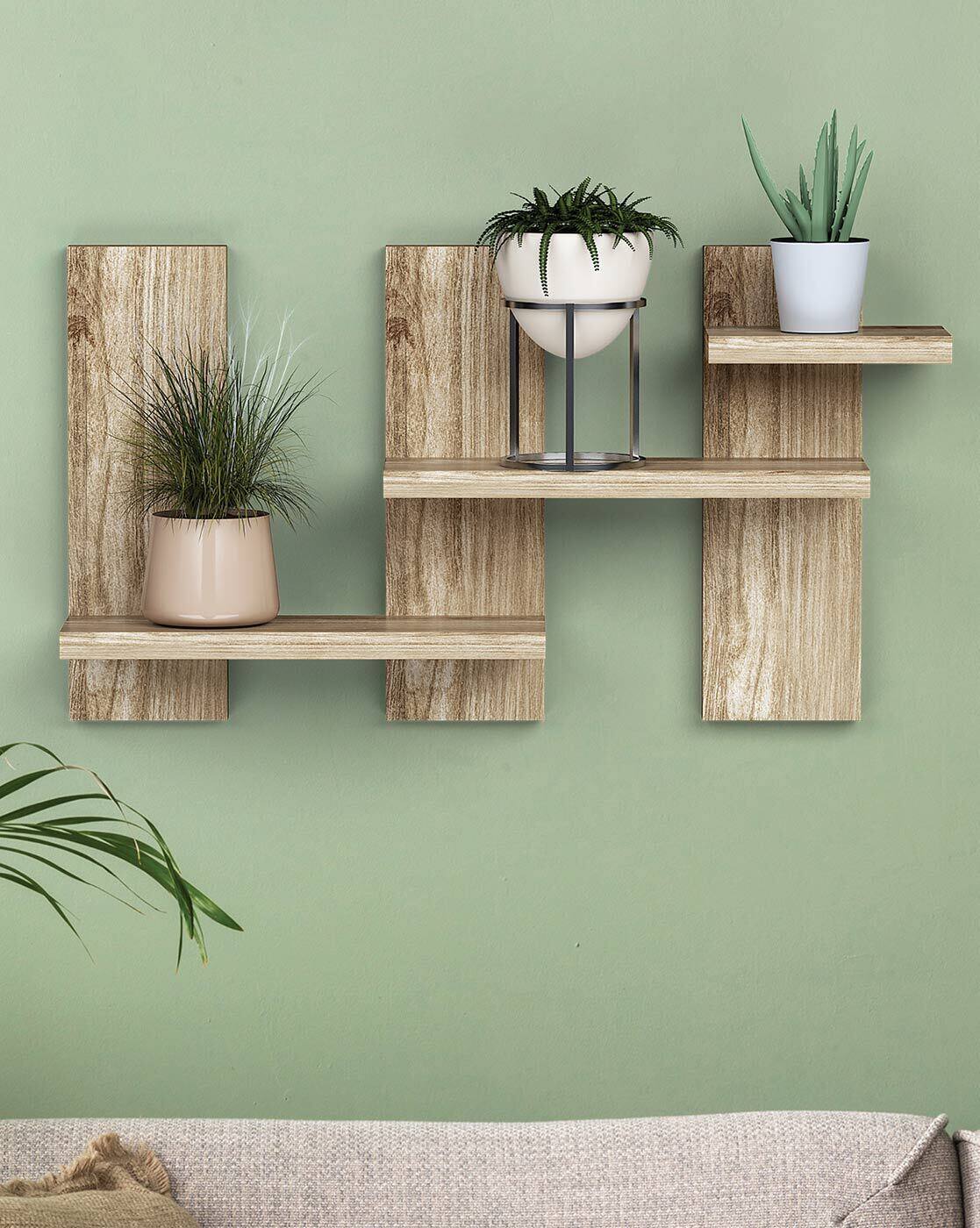 Buy RANDOM Wooden Wall Shelf Planter Stand Online | Ajio.com