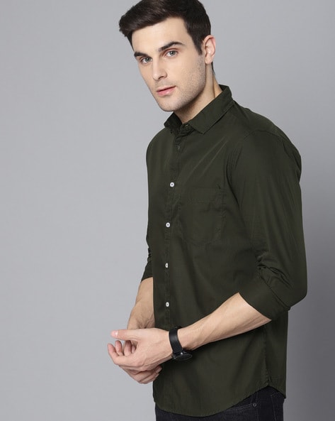 VTEXX Men Solid Casual Green Shirt ()