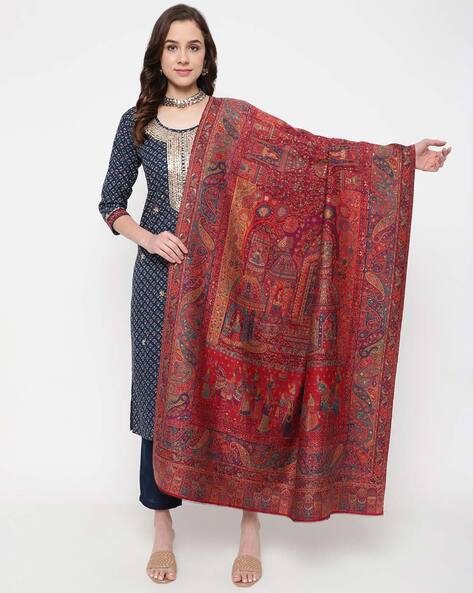 Women Paisley Woven Shawl Price in India