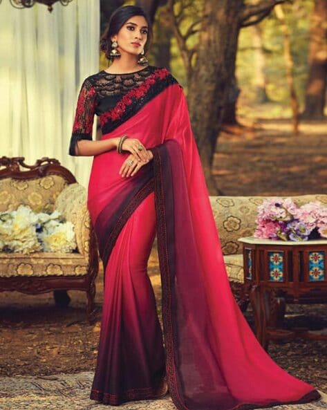 Ravishing Dark Green Coloured Partywear Pure Georgette Floral Printed Saree  With Fancy Lace Border