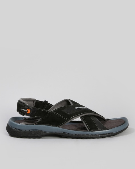 Men Cross Strap Sandals with Velcro Fastening