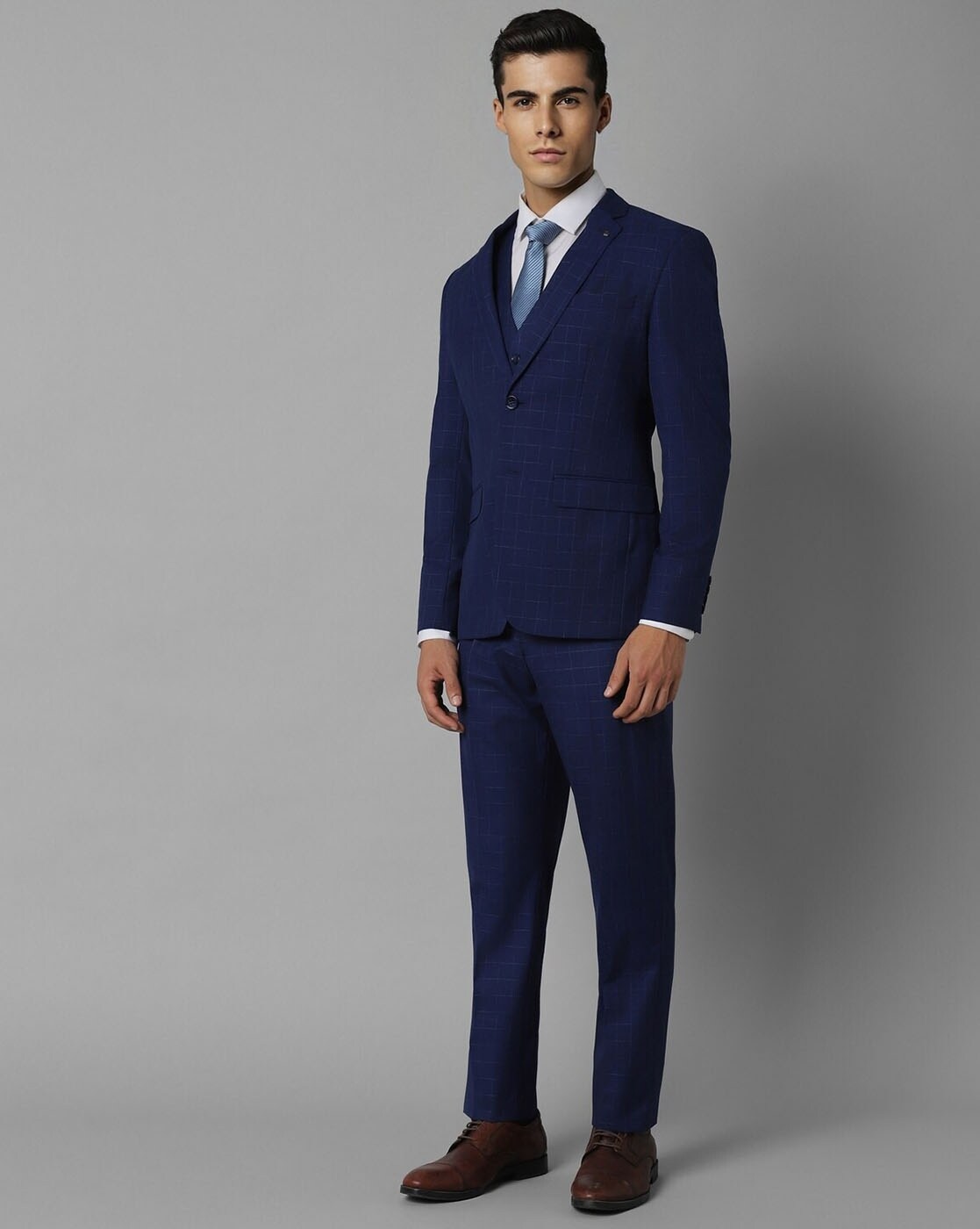 Buy Louis Philippe Navy Three Piece Suit Online - 803925