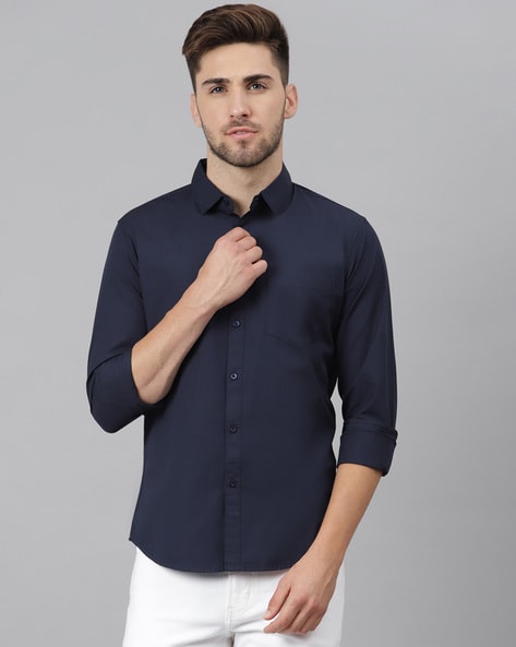 Navy Short Sleeve Shirt with Dark Green Pants Outfits For Men (63 ideas &  outfits) | Lookastic