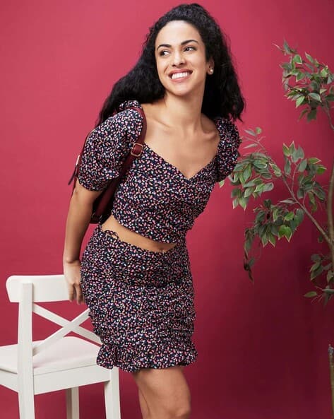 Polka Dot Skirt And Top Set Women Polka-Dot Print Top With Skirt