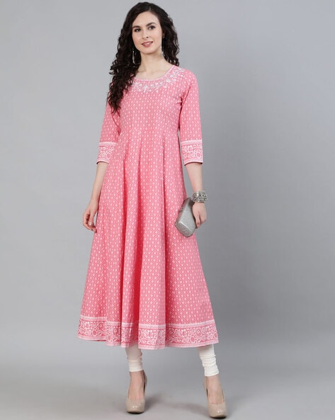 Order Casual Georgette Umbrella Frock Kurti ( Pink N Blue) Online From  Krazy Beads