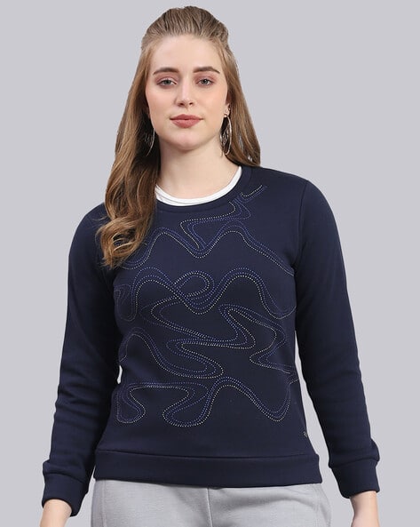Women Printed Regular Fit Crew-Neck Sweatshirt