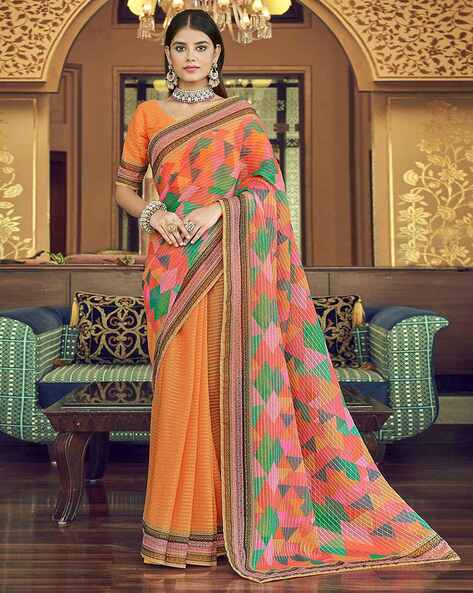 Attractive Green And Navy Blue Georgette Designer Half N Half Saree --  Miraamall - USA UK Canada