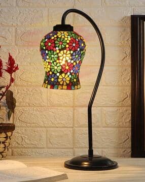 devansh Mosaic Glass Curvy Table lamp with Iron Base-picture-20